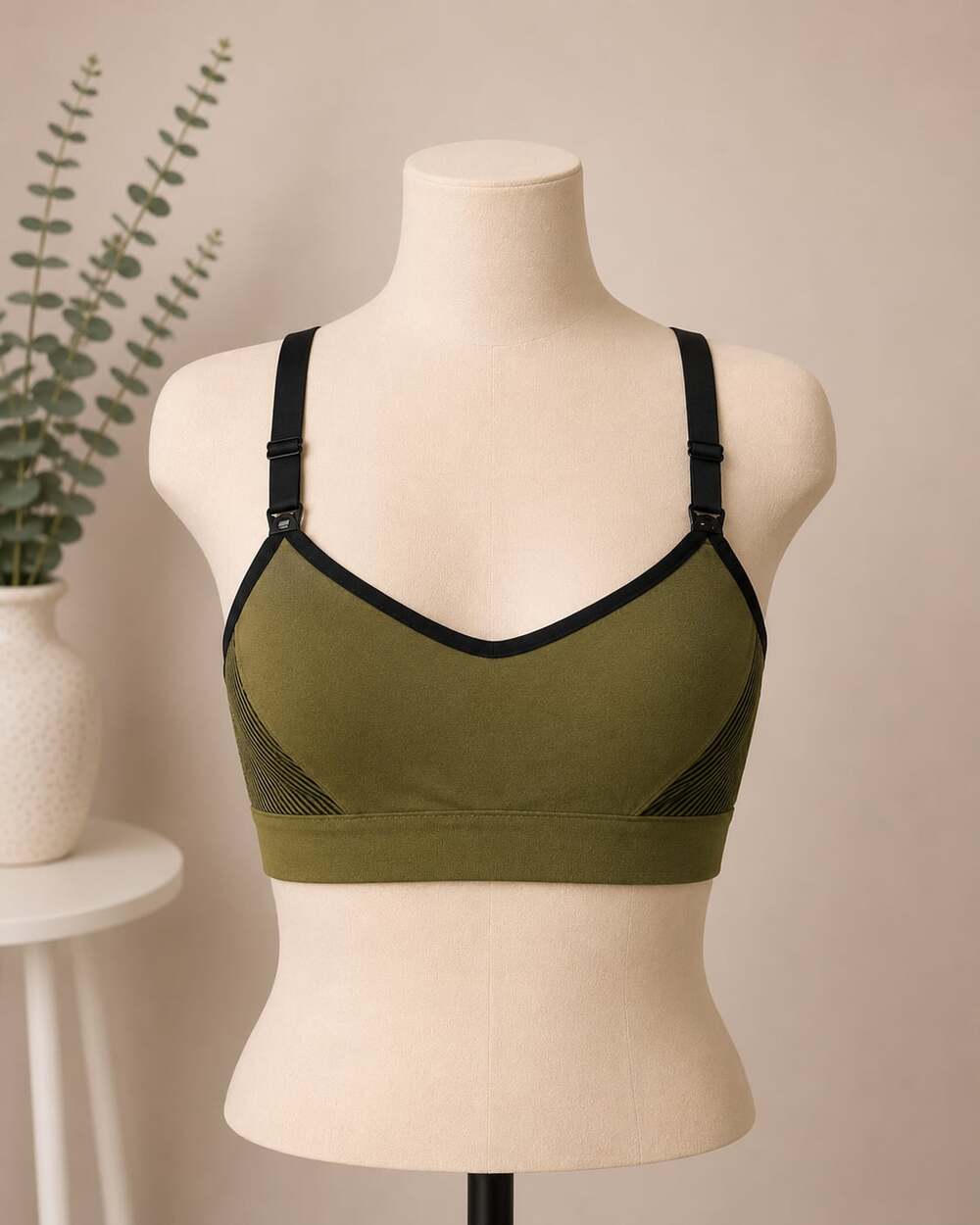 Auden Women's Nursing Lightly Lined Yoga Bra in Olive Green